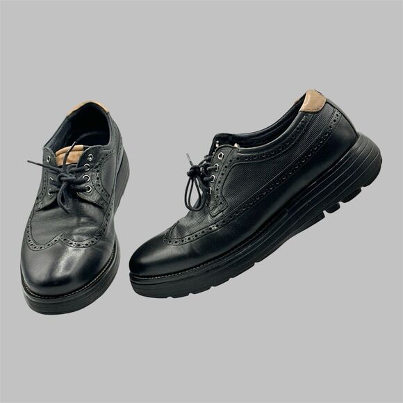 Gdefy Other - GDefy Dress Shoes Oxford Mens Size 10 Black Leather Brogue Wing Tip Comfort